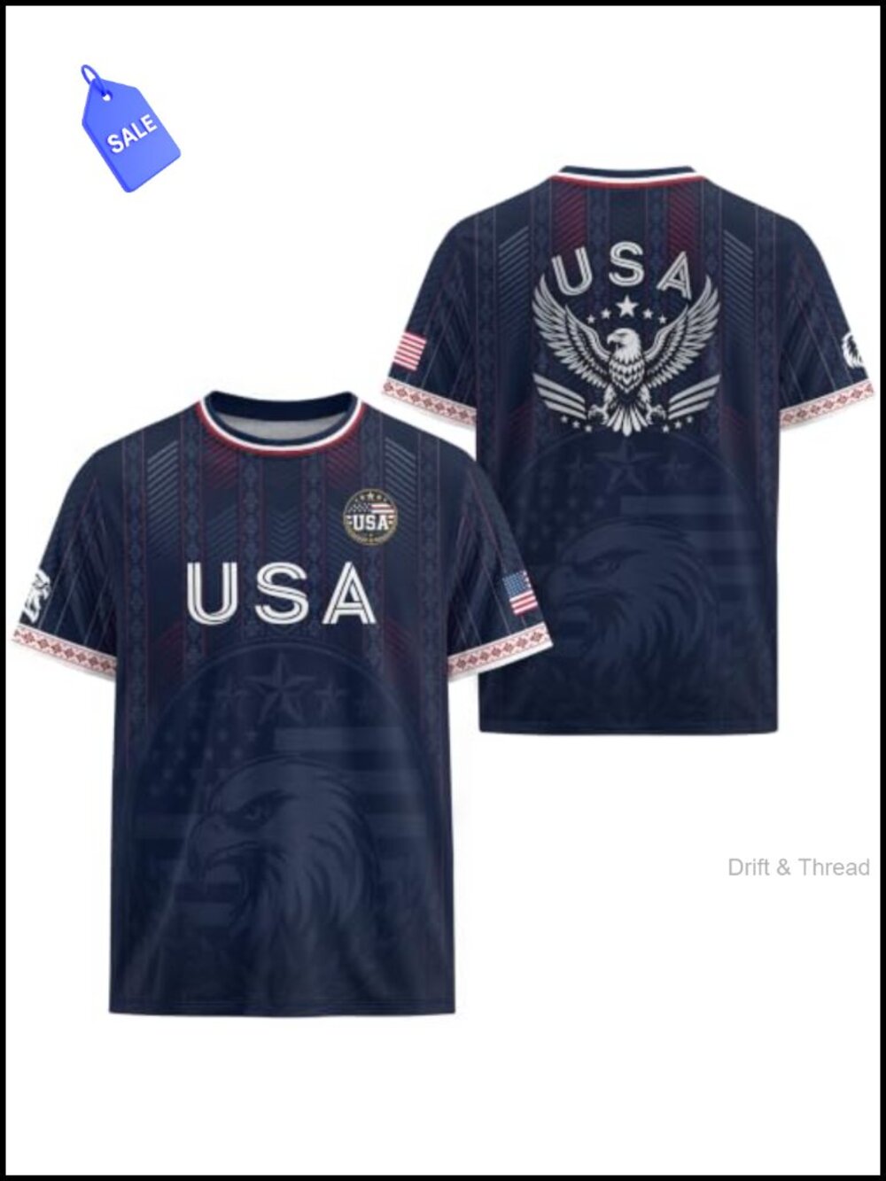 USA Soccer Jersey Unisex Polyester Short Sleeve Crew Neck Sport Jersey